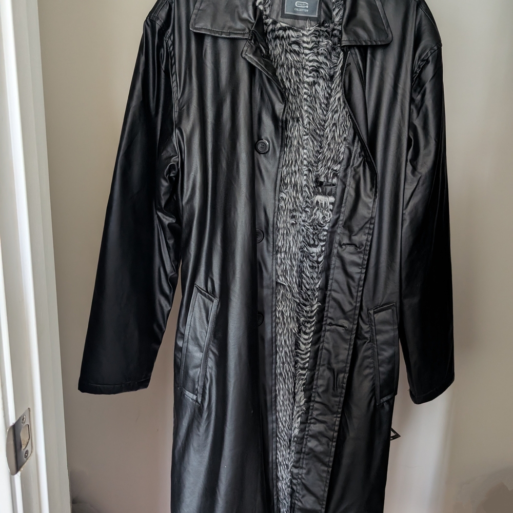 Black Faux Leather Coat